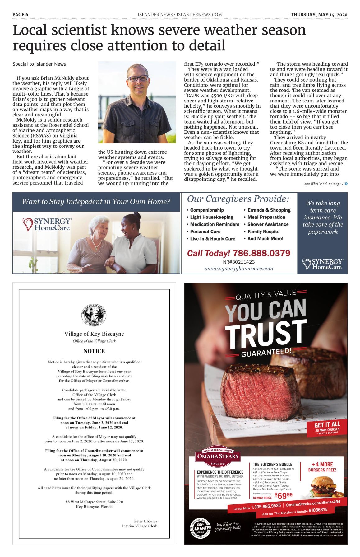Village of Key Biscayne Advertisement related to 2020 Mayoral race registration dates